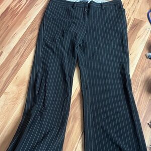 Pinstriped low rise pants a bit flared at the bottom
